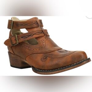 Roper Womens Willa Embroidery Snip Toe Cowboy Ankle Boots NWOT